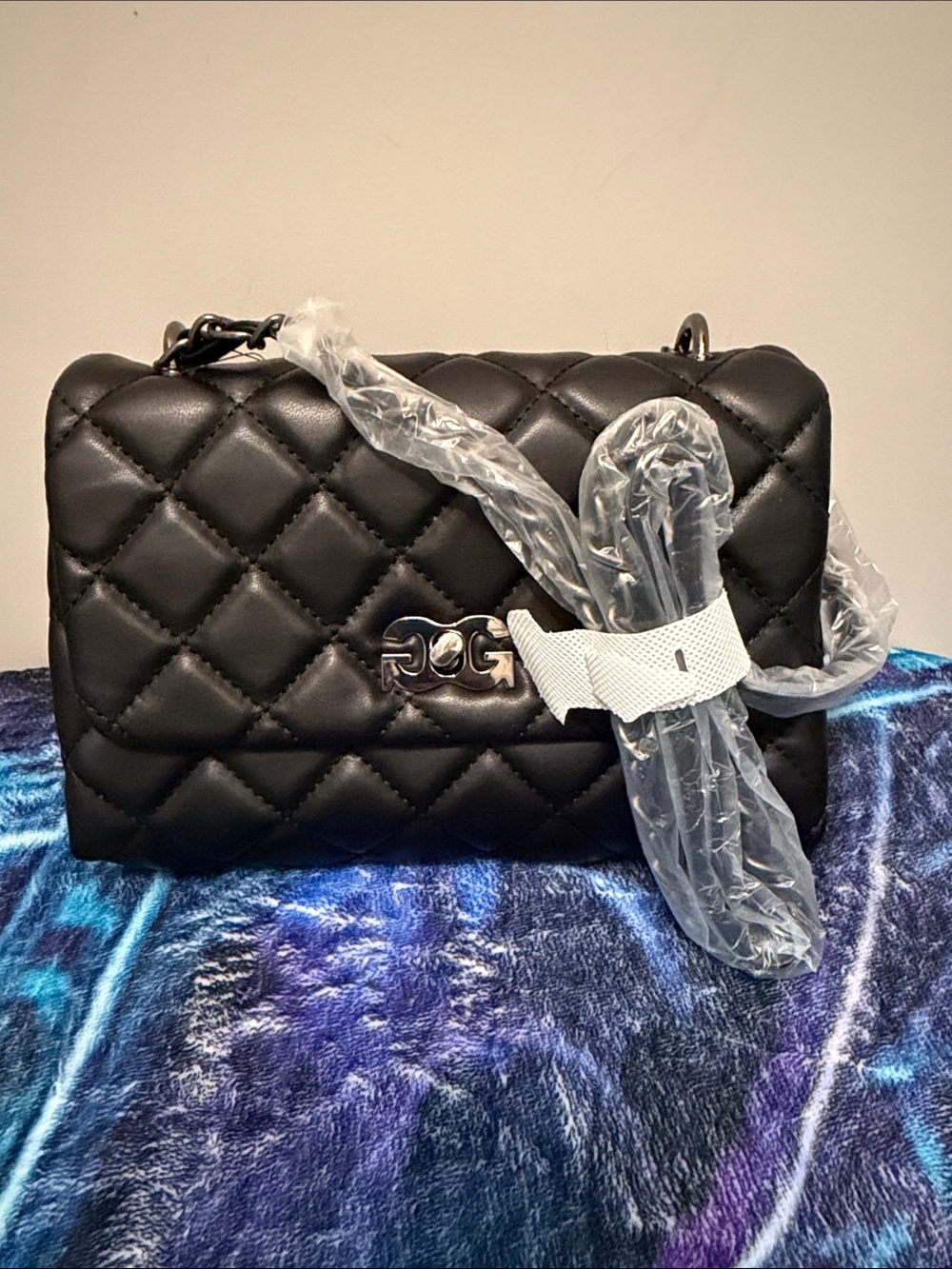Gilda Paris Black Quilted Shoulder Bag with Chain Strap